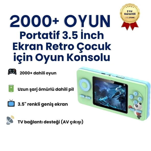S5 Retro Taşınabilir 2000+ Oyun 3.5 İnch Ekran Retro Çocuk  Oyun Konsolu ürün görseli 1
