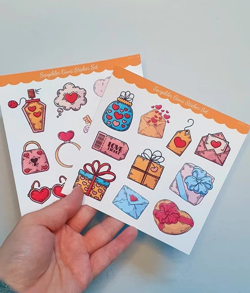 14 Şubar sevgililer günü hediye çıkartmaları süsleme etiketleri- 2li set -etiket kağıdı - Resim 5