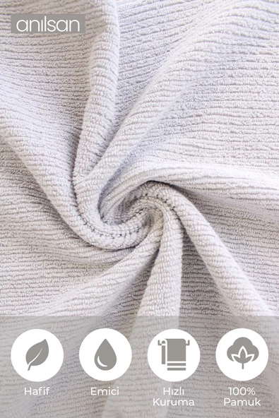 2'li Gri, Sarı Noktalı Havlu Set %100 Pamuk  - 1 Adet El Havlusu 50x90 - 1 Adet Banyo Havlusu 70x120 - 4