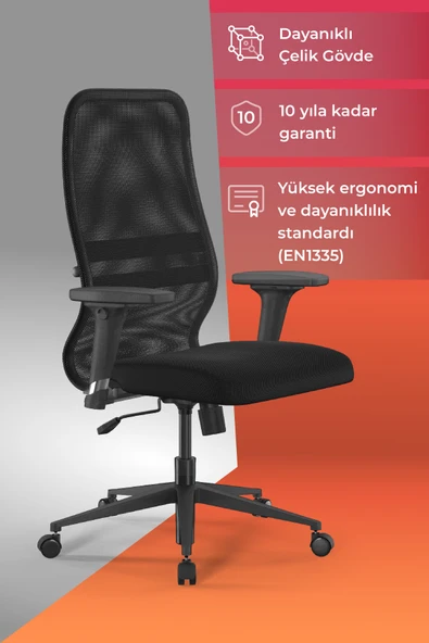 Ergolife Sit 8 Ofis Koltuğu | Ayarlanabilir Kolçaklı, Fileli Ayarlanabilir, Bilgisayar Sandalyesi -DF.D.1.243