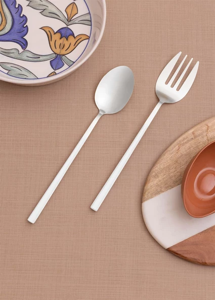 The Mia Bianco Salata Servis Takımı Gümüş 2 Parça CKB0246 - 2