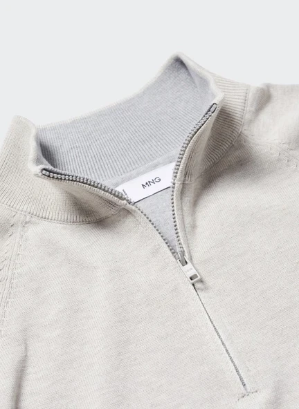 Mango Yakası fermuarlı pamuklu kazak - 3