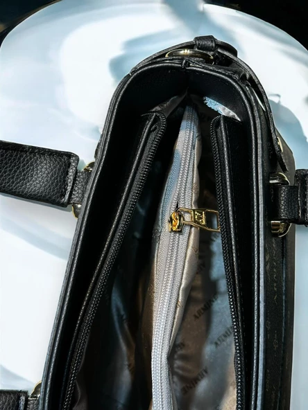 Armine Kartlık ve Bileklik Hediyeli El Ve Kol Çantası Suni Deri Bayan Omuz Çantası VS.BLKT.0060 - Resim 6