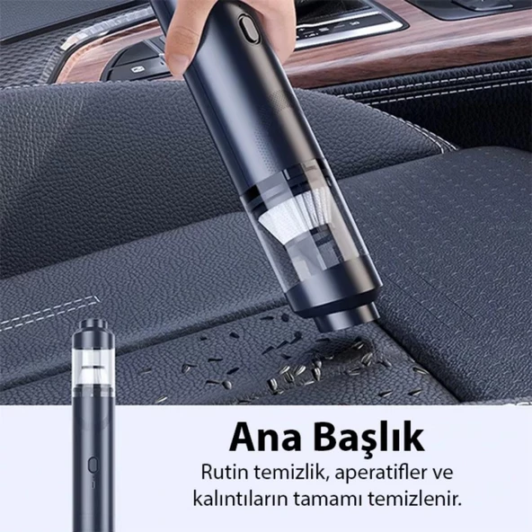 Coofbe Mini Vacuum Cleaner 3600mAh Taşınabilir 90W 5000Pa Araç Süpürge El Süpürgesi Oto Süpürgesi - 4