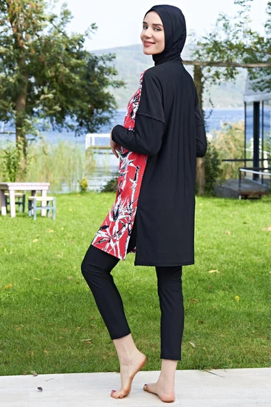 Ruko Maio 2411-2 Oversize Desenli Likralı Su İtici Ve Çabuk Kuruyan Kumaş Tesettür Mayo - 2