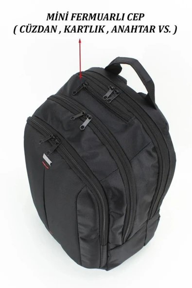 Case Club Büyük 17 Inç Sünger Destekli Laptop Bölmeli Sırt Çantası - 6