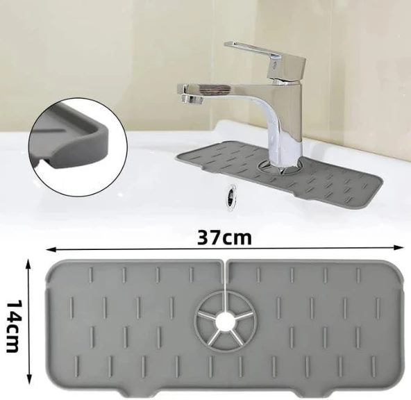 3B Trend Su Engelleyici Mutfak Banyo Lavabo Musluk Kenarı Silikon Mat Sıçrama Engelleme Matı - 3