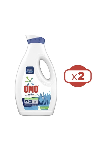 Omo Active Beyazlar Renkliler için Sıvı Deterjan 26 Yıkama 2 x 1690 ML - 2