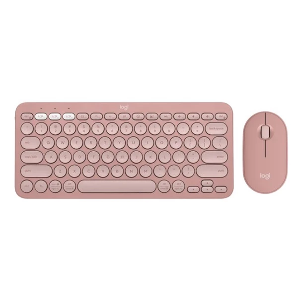 Logitech Pebble 2 Combo Blutooth Kablosuz Klavye Mouse Seti Pembe 920-012247