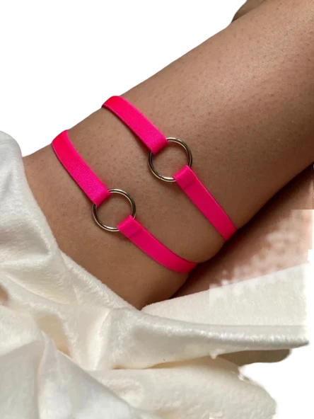 ASM1295 Kadın Fuşya  Elastik Halkalı Bacak Aksesuarı