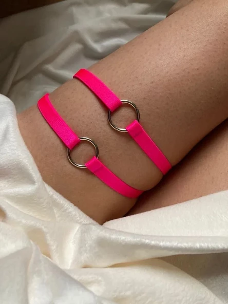 ASM1295 Kadın Fuşya  Elastik Halkalı Bacak Aksesuarı - 2