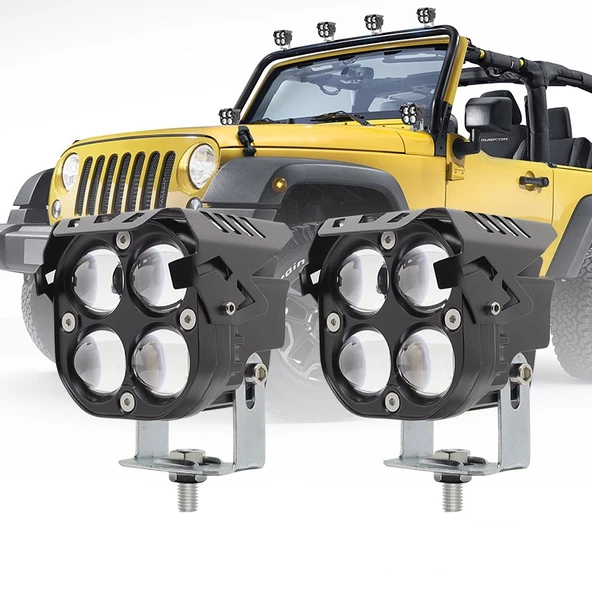 Space Offroad sis lambası 7.8 x 7.8 x 7.1cm kırmızı gündüz ledli çakarsız 12-60v set/  LASS366-1 - Resim 3