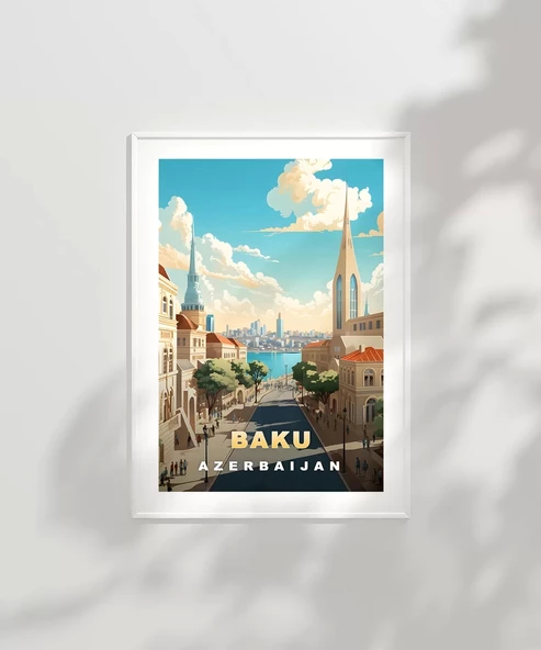 Çerçevesiz Poster Bakü’nün Modern ve Tarihi Yüzü