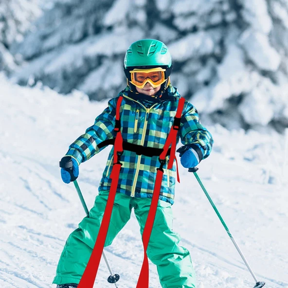 Snowboard ve kayak eğitim askısı kayışı 4-10 yaş arası için (kırmızı renk ) - 2