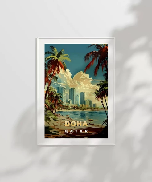 Çerçevesiz Poster Doha Şehir Manzarası
