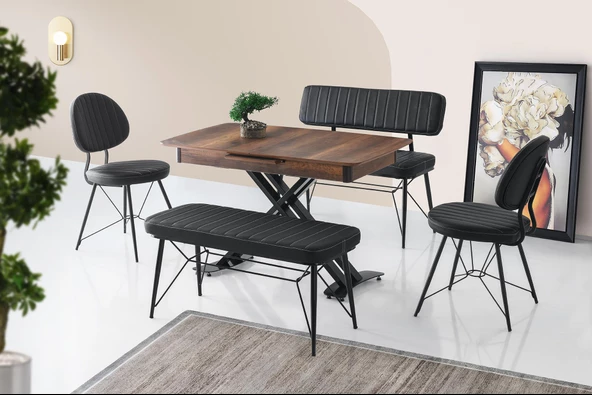 Milano Açılır Mdf X Ayak Masa Ahtapot Bench Takım