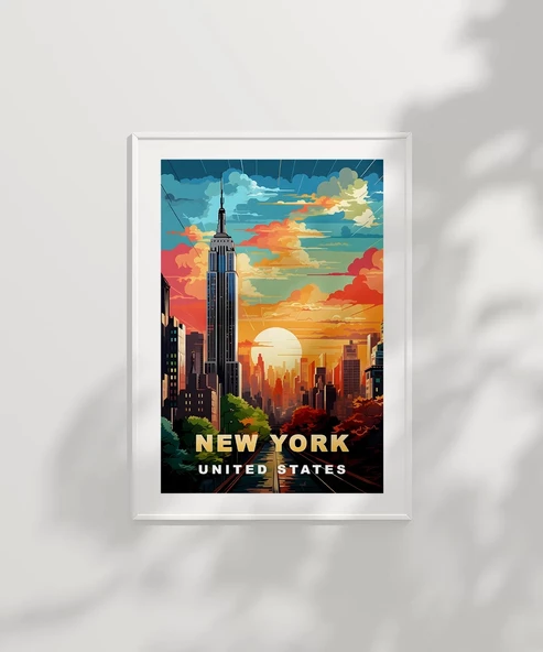 Çerçevesiz Poster Gün Batımında New York