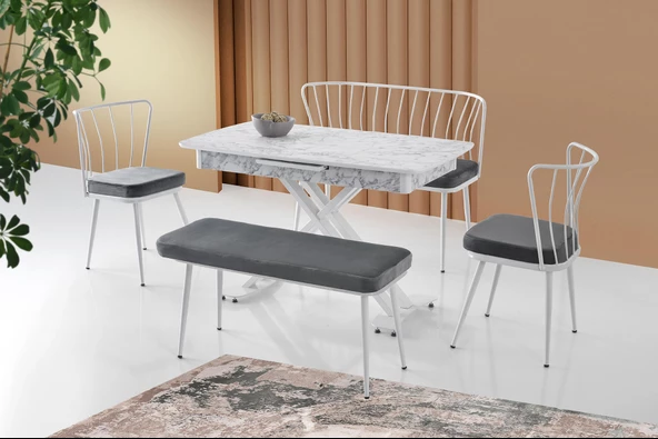Milano Açılır Mdf X Ayak Masa Güneş Bench Takım - 4