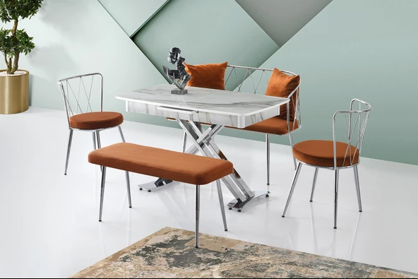 Milano Açılır Mdf X Ayak Masa Yıldız Bench Takım