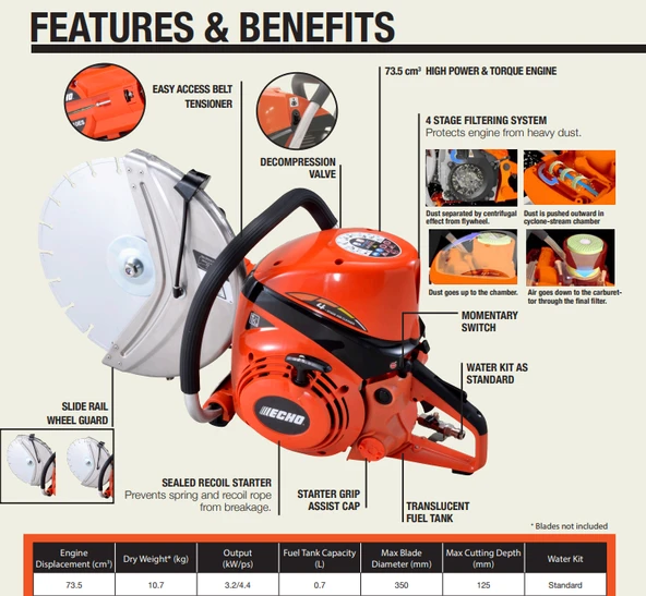 Echo CSG-7410 ES 4.4 Hp Benzinli Beton Kesme Makinesi - Resim 2