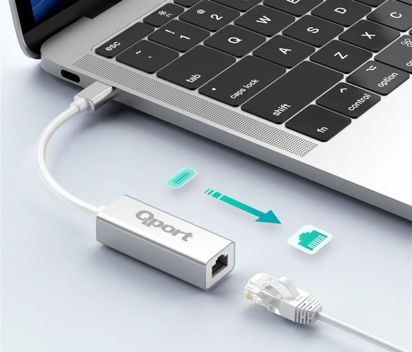 QPORT Q-TR45 TYPE-C TO RJ45 ETHERNET CEVIRICI - Resim 2