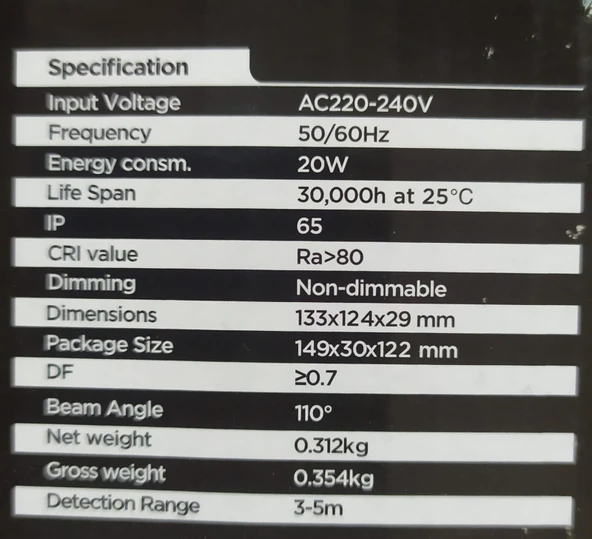 Panasonic 20 W Sensörlü Projektör 4000K Nyv00212be1e - 2