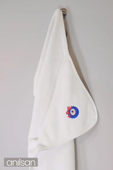 %100 Pamuk Bebek Kundak Havlusu - Nazar Boncuğu Desenli Yumuşak Bebek Havlusu Seçenekleri - 3