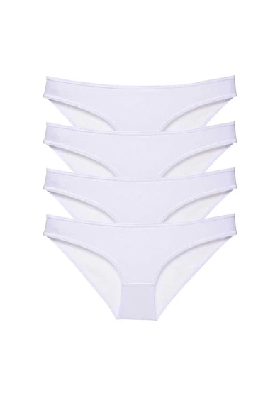 4 adet Süper Eko Set Likralı Kadın Slip Külot Beyaz