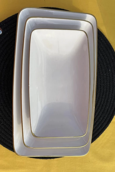 Gönül 3'lü Kayık Tabak Beyaz Gold G2801 - 3