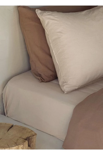 The Mia Cotta Beige Çift Kişilik Lastikli Çarşaf 200x160cm