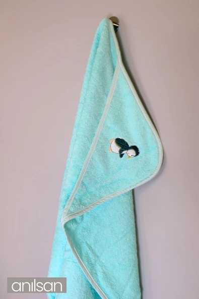 %100 Pamuk Bebek Kundak Havlusu - Penguen Desenli Yumuşak Bebek Havlusu Seçenekleri - 3