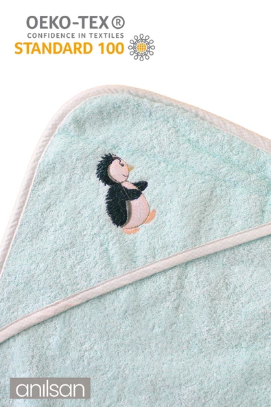 %100 Pamuk Bebek Kundak Havlusu - Penguen Desenli Yumuşak Bebek Havlusu Seçenekleri - 2