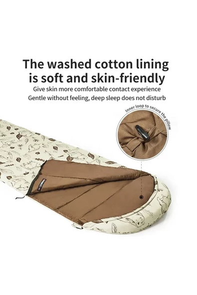 Naturehike Cute Mud Rabbit MT180 Zarf Trazı Pamuklu Uyku Tulumu -8°C Laurel - Right - 5