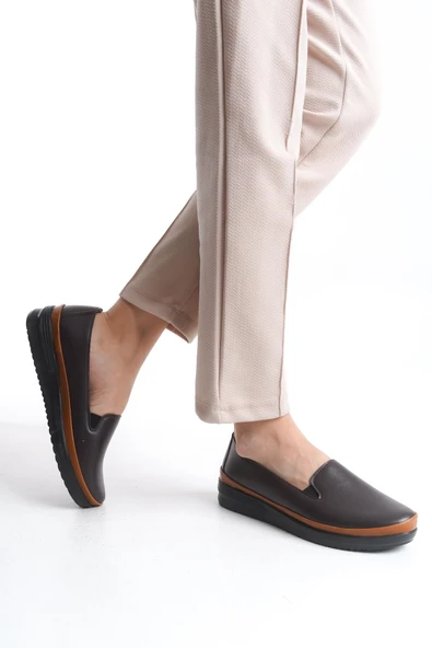 Kadın Düz Loafer Rahat Taban Tam Kalıp Yuvarlak Burun Comfort Ayakkabı - Resim 7