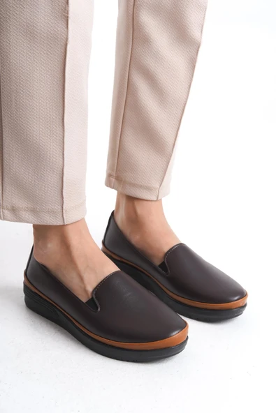 Kadın Düz Loafer Rahat Taban Tam Kalıp Yuvarlak Burun Comfort Ayakkabı - Resim 6