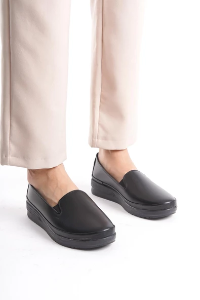 Kadın Düz Loafer Rahat Taban Tam Kalıp Yuvarlak Burun Comfort Ayakkabı - Resim 3
