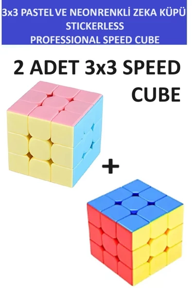 ZETCONCEPT 2 Adet 3x3  Zeka Sabır Küpü Neon Ve Pastel Renkli Profesyonel Speed Cube