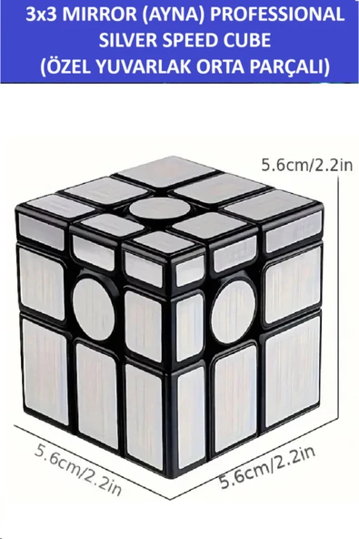ZETCONCEPT 3X3 SILVER MIRROR YUVARLAK PARÇALI AYNA KÜP -Zeka Küpü - Profesyonel Speed Cube - Sabır Küpü -