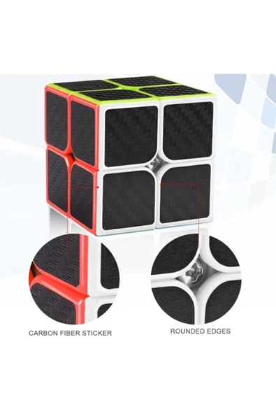 ZETCONCEPT QY 2X2 KARBON FIBER PROFESYONEL SPEED CUBE  -RUBIK 2X2 ZEKA SABIR KÜPÜ - 3