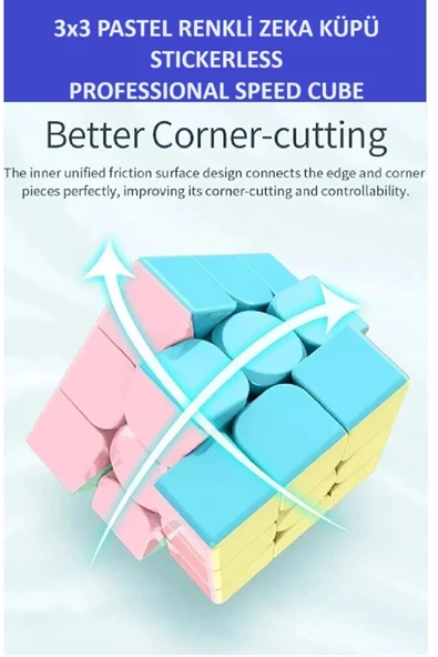 ZETCONCEPT 3x3 Profesyonel Pastel Renkli Speed Cube  Zeka Sabır Küpü - 4