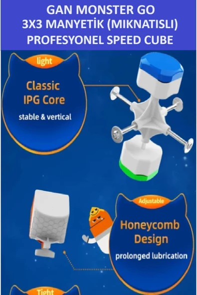 ZETCONCEPT GAN MG356 3x3X3 MIKNATISLI Manyetik Zeka Küpü - Profesyonel Speed Cube - Sabır Küpü - - 6
