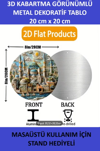 ZETCONCEPT 3D Efektli İstanbul Temalı 20X20 Metal Tablo - 4