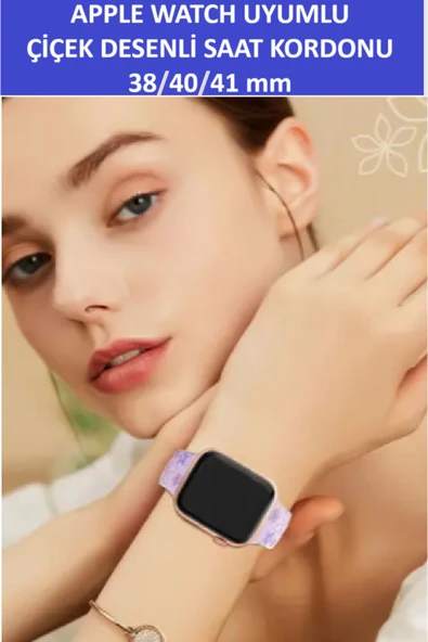 ZETCONCEPT Apple Watch 4 5 6 7 8 9 10 Se 38 40 41mm Çift Çiçek Desenli Kordon Kayış Kaliteli Silikon Bileklik - 3