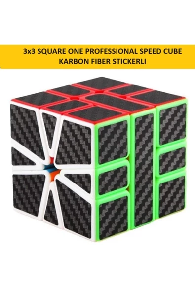 ZETCONCEPT 3x3 SQUARE ONE KARBON FIBER  STICKERLI PROFESYONEL SPEED CUBE -RUBİK 3X3 ZEKA SABIR KÜPÜ -