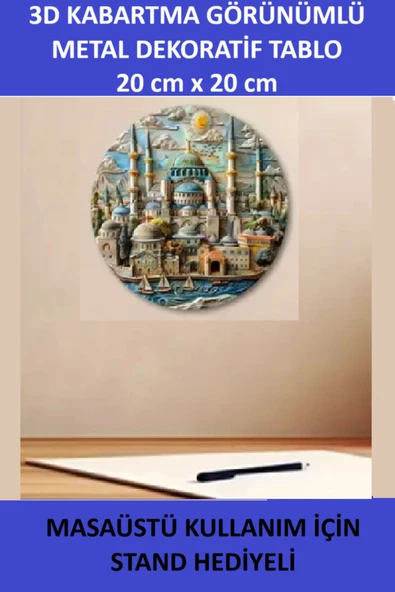 ZETCONCEPT 3D Efektli İstanbul Temalı 20X20 Metal Tablo - 2
