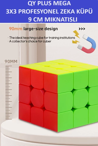 ZETCONCEPT Qy Plus Mega 9 Cm Mıknatıslı Profesyonel Speed Cube - 3x3 Zeka Küpü - Sabır Küpü -