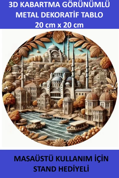 ZETCONCEPT 3D Efektli İstanbul Temalı 20X20 Metal Tablo