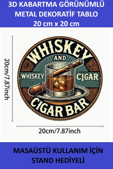 ZETCONCEPT 3D Efektli Bar Temalı 20X20 Metal Tablo - 4