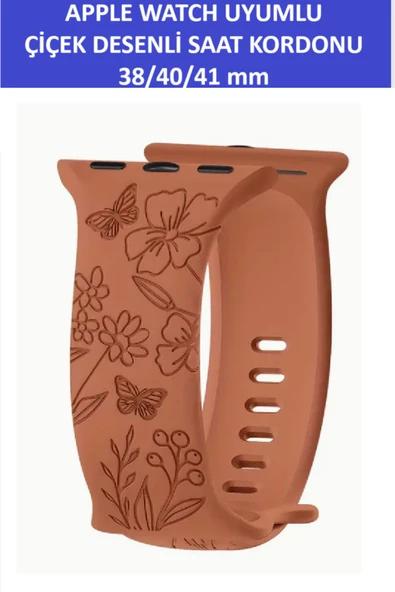 ZETCONCEPT Apple Watch 4 5 6 7 8 9 10 Se 38 40 41mm Floral Çiçek Desenli Kordon Kayış Kaliteli Silikon Bileklik - 2