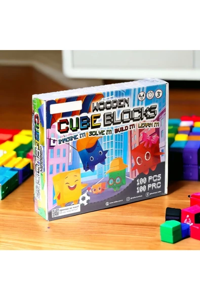 ZETCONCEPT REDKA WOODEN CUBE BLOCKS - EĞİTİCİ AHSAP KÜP BLOKLARI OYUNU-